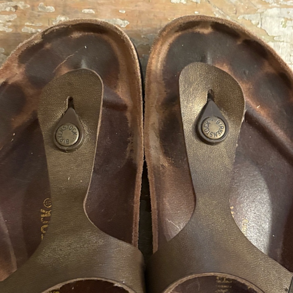 Birkenstock Gizeh thong sandals oiled leather Habana brown sz 38 Women 7 Men 5 - Picture 9 of 10
